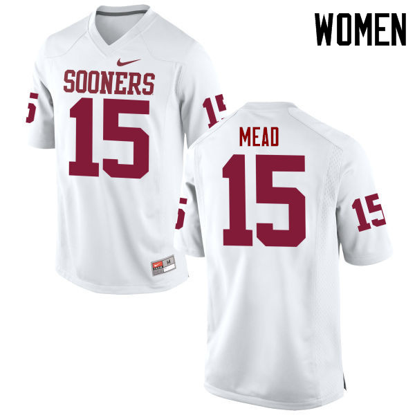 Women Oklahoma Sooners #15 Jeffery Mead College Football Jerseys Game-White